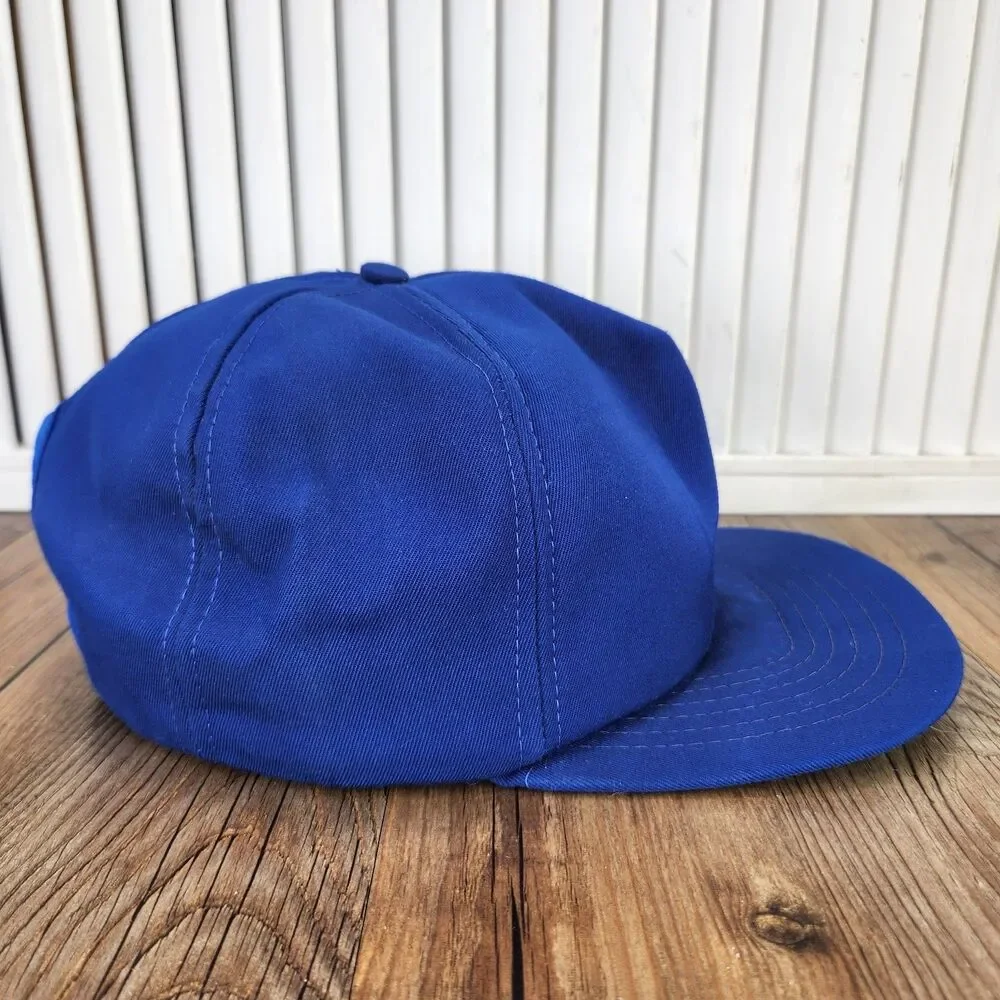 VINTAGE New Era Pro Design Made in USA Snapback Hat Royal Blue 5-Panel Plain Cap
